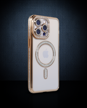 iPhone 14 Pro Kılıf Joke Simli Magneticsafe - Gold