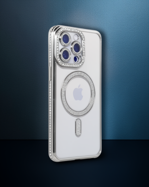 iPhone 14 Pro Max Kılıf Joke Simli Magneticsafe - Gümüş