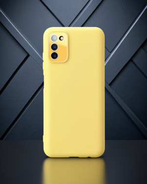Samsung Galaxy A03S Kılıf Lansman Glass Kapak - Sarı