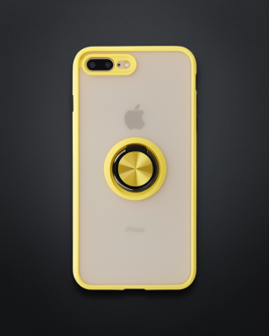 iPhone 7 Plus Kılıf Montreal Yüzüklü Silikon - Sarı