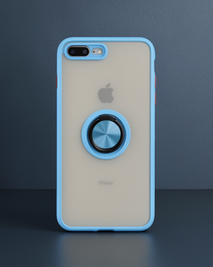 iPhone 7 Plus Kılıf Montreal Yüzüklü Silikon - Buz Mavi