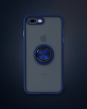 iPhone 7 Plus Kılıf Montreal Yüzüklü Silikon Kapak - Lacivert