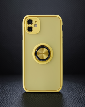 iPhone 11 - Kılıf - Montreal Yüzüklü Silikon Kapak - Sarı