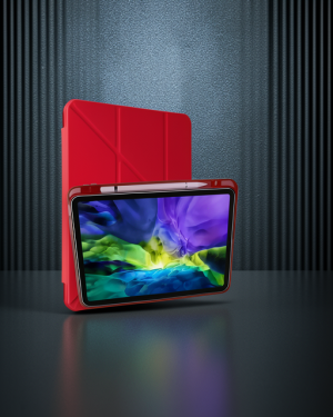 iPad Pro 11 (2018) Kılıf Kalemlikli Mars Tablet Kılıfı - Kırmızı