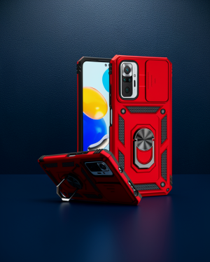 Xiaomi Redmi Note 10 Pro Kılıf - Pars Lens Yüzüklü Silikon - Kırmızı