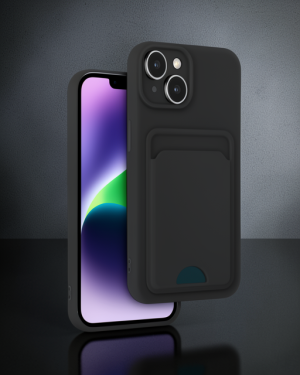 iPhone 14 Kılıf Kelvin Kartvizitli Silikon - Siyah