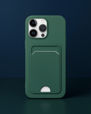 iPhone 14 Pro Kılıf Kelvin Kartvizitli Silikon - Koyu Yeşil