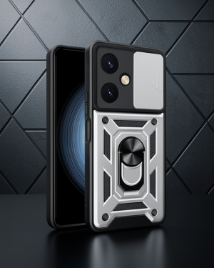 Vivo Y27 Kılıf Pars Lens Yüzüklü Silikon - Gümüş