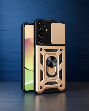 Samsung Galaxy A15 4G Kılıf Pars Lens Yüzüklü Silikon - Gold