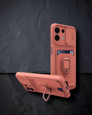 Xiaomi Redmi Note 13 4G Kılıf Zuma Kartvizitli Yüzüklü Silikon - Pembe