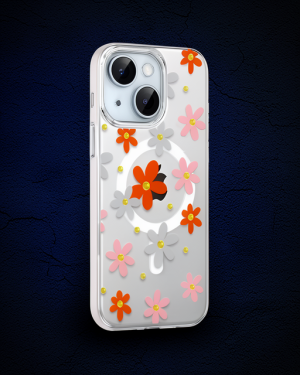 Joko Apple iPhone 14 Floral Magsafe Kılıf - Turuncu