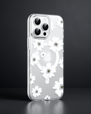 Joko iPhone 15 Pro Floral Magsafe Kılıf - Beyaz