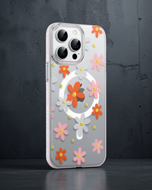 Joko iPhone 15 Pro Floral Magsafe Kılıf - Turuncu