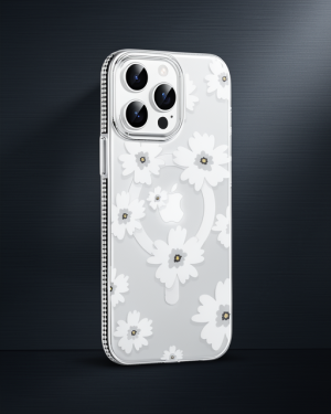 iPhone 15 Pro Max - Joko Floral Magsafe Kapak - Beyaz