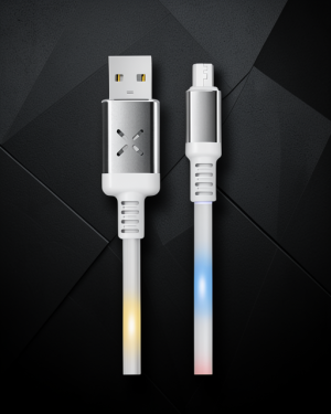 DC09 Ses Duyarlı Işıklı Micro USB Şarj Kablo 1m 2A - Beyaz
