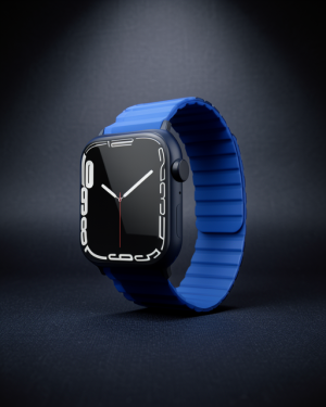 Apple Watch 42mm Mo-wb1 Çift Renk Mıknatıslı Silikon Kordon (saat Değildir) - Lacivert-mavi