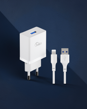 Joko JK77 12W + PX17 1m 2.4A USB To Lightning Kablolu PD Şarj Cihazı - Beyaz