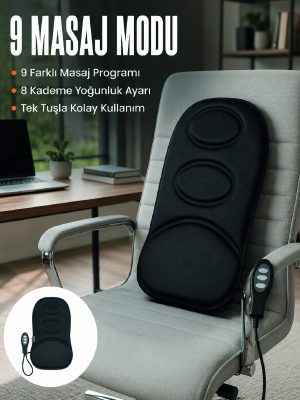 Motorlu Isıtmalı Masaj Minderi Masaj Modlu Ev, Ofis ve Araç Koltuk Pedi