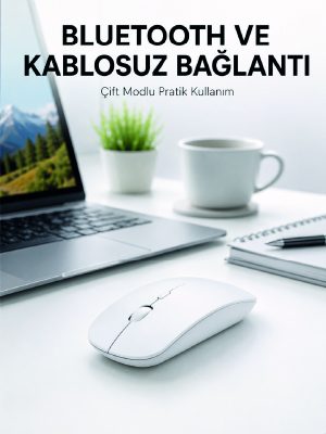 Bluetooth Kablosuz Wireless Mouse Şarjlı Sessiz Ergonomik 5000 DPI Fare
