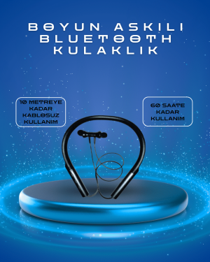Polygold PG-100 Type-C Şarjlı Bluetooth Kulaklık – Boyun Askılı, Uzun Pil Ömürlü, Mikrofonlu