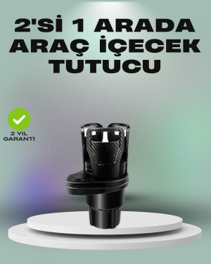 Araba Çift Bardak Tutucu 360° Dönebilen İkisi Bir Arada Ayarlanabilir