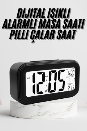 Dijital Masa Saati Termometre Takvim Led Ekran Pilli Ev Ofis Masası