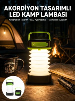 Katlanabilir Kamp Lambası Akordiyon Lamba Şarjlı 3 Kademeli Solar Yeni Nesil