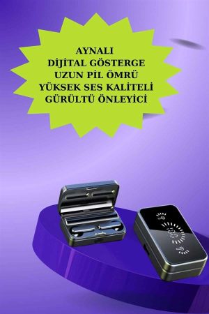 Powerbank Aynalı Bluetooth Kulaklık Ve Akıllı Saat Seti ANC Özelliği Dokunamatik