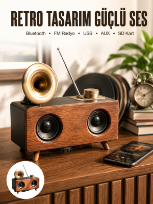 Nostaljik Görünümlü Bluetooth Bağlantılı Speaker