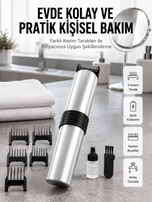 Yeni Nesil Profesyonel Şarjlı Saç Sakal Tıraş Makinesi Ayarlanabilir 4 Taraklı