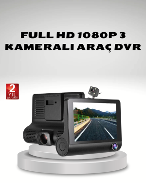 Araç Kamerası 3’lü Full HD DVR 1080P Gece Görüşlü ve G-Sensörlü