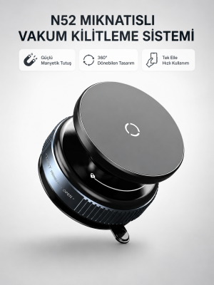 Mıknatıslı Araç Telefon Tutucu Vakum Teknolojili 360° Ayarlanabilir