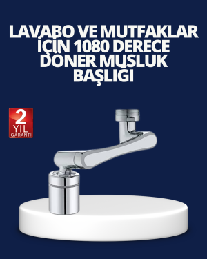Esnek 1080° Musluk Başlığı 3 Eklemli Hareketli Su Modlu Lavabo Aparatı