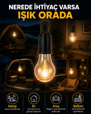 Akıllı Sensörlü USB Şarjlı Kamp Lambası