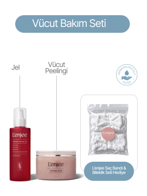 Vücut Bakım Seti - Deniz Tuzu & Besleyici Yağ Peelingi + Hassas İntim Temizleme Jeli - Tüm Ciltler -Saç Bandı & Bileklik Seti Hediye