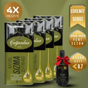 4 x 5 Litre Erken Hasat Edremit Sızma Zeytinyağı (500 ML Cam Şişe Hediyeli)