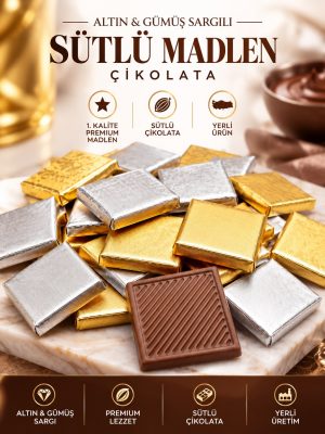 MUVI CHOCO ALTIN & GÜMÜŞ SARGILI SÜTLÜ MADLEN ÇİKOLATA 250 G