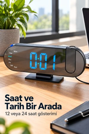 Projeksiyonlu Dijital Saat Ayarlanabilir Yansıtma Parlaklığı ile