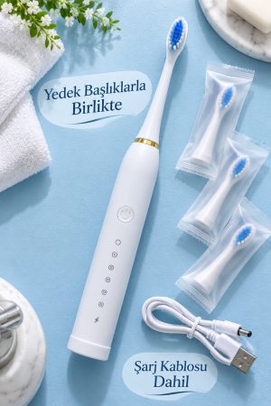 Beyaz Elektrikli Diş Fırçası 500 mAh Bataryalı