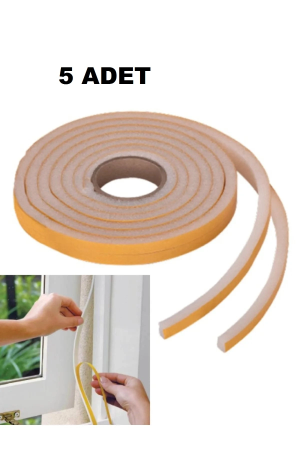 5 Adet Pencere Isı Yalıtım Süngeri Yapışkanlı Pencere Rüzgar Bandı (5 Adet X 5metre)