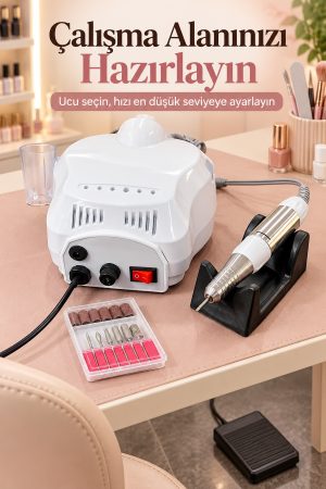 Tırnak Şekillendirme Cihazı Değiştirilebilir Uçlu Elektrikli Törpü Seti