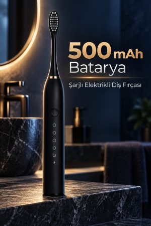 Siyah Şarjlı Elektrikli Diş Fırçası 6 Modlu