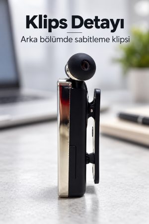 Klipsli Bluetooth Kulaklık Şarj Kablolu ve Yedek Uçlu