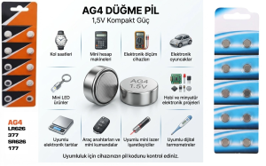 Ag4 1.5v Düğme Pil Lr626-lr66 Saat Pili Hesap Makinesi Elektronik Cihaz Pili - 10 Adet