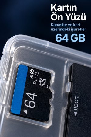 64 GB Bellek Kartı SD Adaptör ve Saklama Kutusu