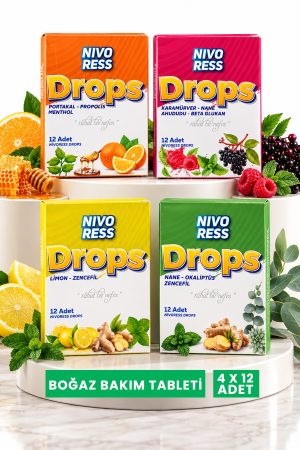 Nivoress Drops Boğaz Pastili ve Şekeri 4 Adet -  Farklı Meyve & Bitki Aroması Çeşidiyle